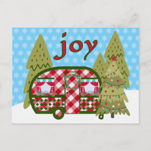 Holiday Joy Cheerful  Camper Trailer Feestdagenkaart
