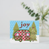 Holiday Joy Cheerful Camper Trailer Feestdagenkaart (Staand voorkant)