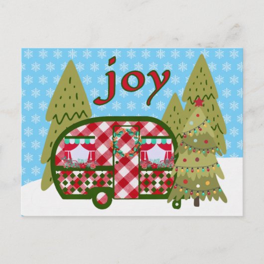 Holiday Joy Cheerful Camper Trailer Feestdagenkaart (Voorkant)
