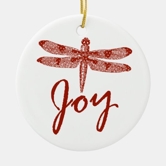 Holiday Joy Dragonfly Keramisch Ornament (Voorkant)