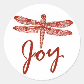 Holiday Joy Dragonfly Ronde Sticker