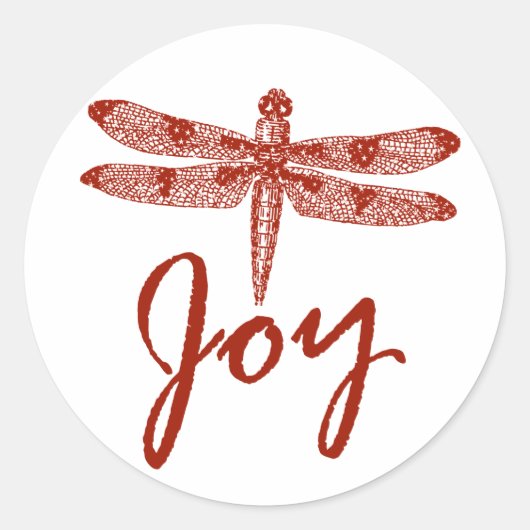 Holiday Joy Dragonfly Ronde Sticker (Voorkant)