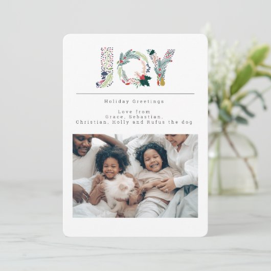 Holiday Joy Foto Persoonlijke Kaart (Staand voorkant)