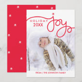 Holiday Joy-fotokaarten - rood Feestdagenkaart (Voorkant / Achterkant)