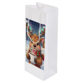 Holiday Joy Gift Bag Wijn Cadeautas (Voorkant Gekanteld)