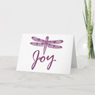 Holiday Joy Paarse Dragonfly Feestdagen Kaart