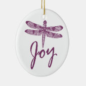 Holiday Joy Paarse Dragonfly Keramisch Ornament (Rechts)