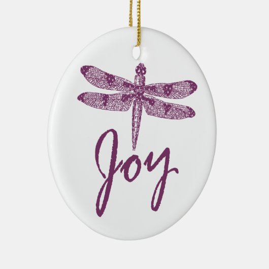 Holiday Joy Paarse Dragonfly Keramisch Ornament (Rechts)