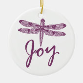 Holiday Joy Paarse Dragonfly Keramisch Ornament (Voorkant)