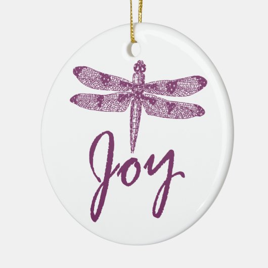 Holiday Joy Paarse Dragonfly Keramisch Ornament (Links)