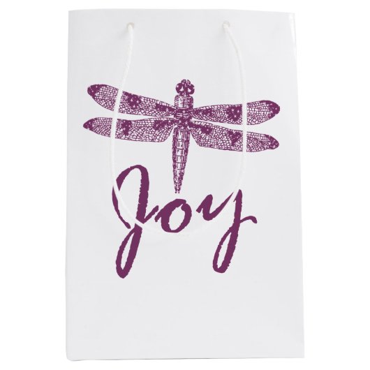 Holiday Joy Paarse Dragonfly Medium Cadeauzakje (Voorkant)