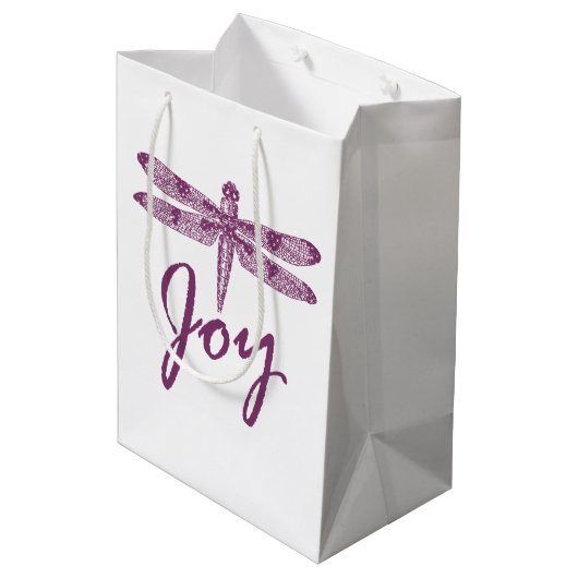 Holiday Joy Paarse Dragonfly Medium Cadeauzakje (Achterkant Gekanteld)