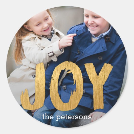 Holiday Joy Photo Holiday Sticker/Envelope Seal Ronde Sticker (Voorkant)