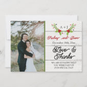 Holiday Joy Poinsettia Winter Wood Dank u Bedankkaart (Voorkant)