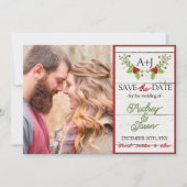 Holiday Joy Poinsettia Wood behalve datum Save The Date (Voorkant)
