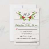 Holiday Joy Poinsettia Wood Response RSVP Kaartje (Voorkant)