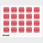 Holiday Joy Red en White Stripes Vierkante Sticker (Vel)