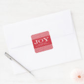 Holiday Joy Red en White Stripes Vierkante Sticker (Envelop)