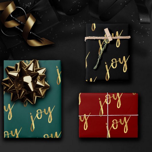 Holiday Joy Script | Faux Gold Foil in meerdere kl Inpakpapier Vel