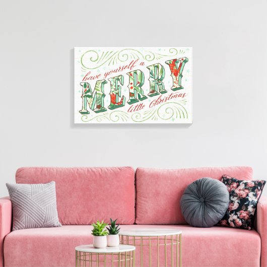 Holiday Joy | Vrolijk kerstfeest Canvas Afdruk (Insitu (Woonkamer))