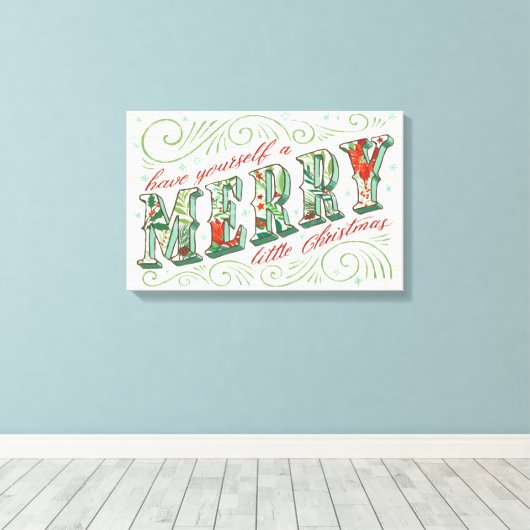 Holiday Joy | Vrolijk kerstfeest Canvas Afdruk (Insitu (Houten vloer))