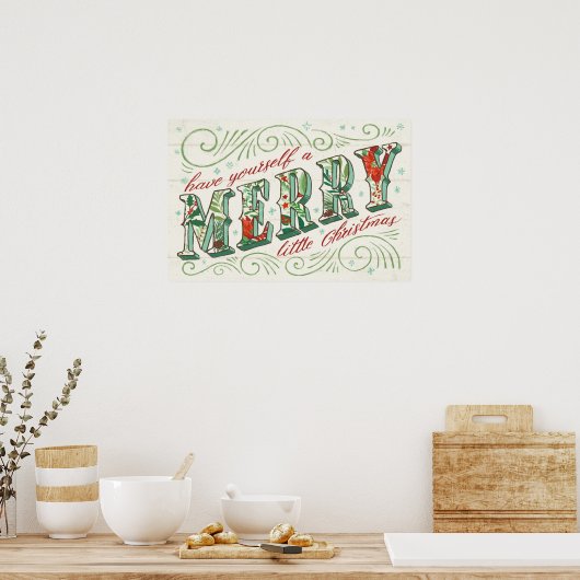 Holiday Joy | Vrolijk kerstfeest Poster (Keuken)