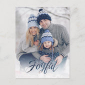 Holiday Joyful Navy Blue Snowflake Winter 2 Foto Feestdagenkaart (Voorkant)