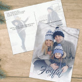 Holiday Joyful Navy Blue Snowflake Winter 2 Foto Feestdagenkaart