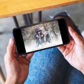 Holiday Joyful Script Blue White Snowflake 1 foto Feestdagenkaart