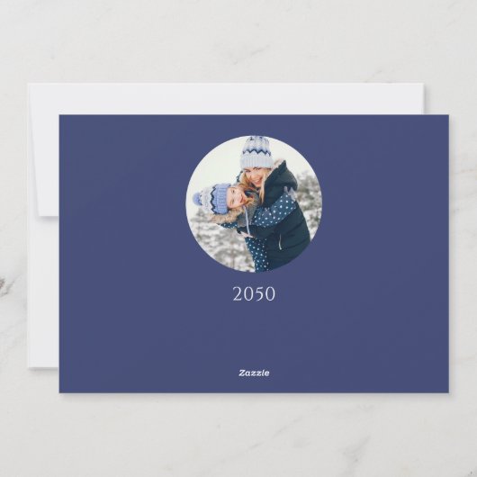 Holiday Joyful Script Blue White Snowflake 2 Foto Feestdagenkaart (Achterkant)