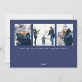 Holiday Joyful Script Blue White Snowflake 4 Foto Feestdagenkaart (Achterkant)