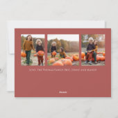 Holiday Joyful Script Elegant Red Simple 4 Foto Feestdagenkaart (Achterkant)