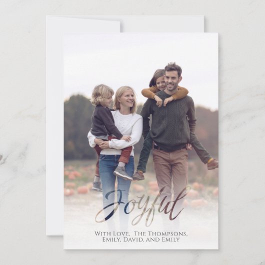 Holiday Joyful Script Red Winter Snowflake 1 Foto Feestdagenkaart (Voorkant)