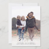 Holiday Joyful Script Red Winter Snowflake 1 Foto Feestdagenkaart (Voorkant)