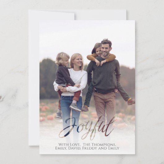 Holiday Joyful Script Red Winter Snowflake 1 Foto Feestdagenkaart (Voorkant)