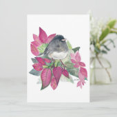 Holiday Junco Bird Art Feestdagenkaart (Staand voorkant)