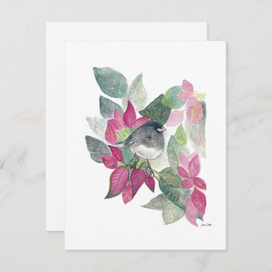 Holiday Junco Bird Art Feestdagenkaart (Voorkant / Achterkant)