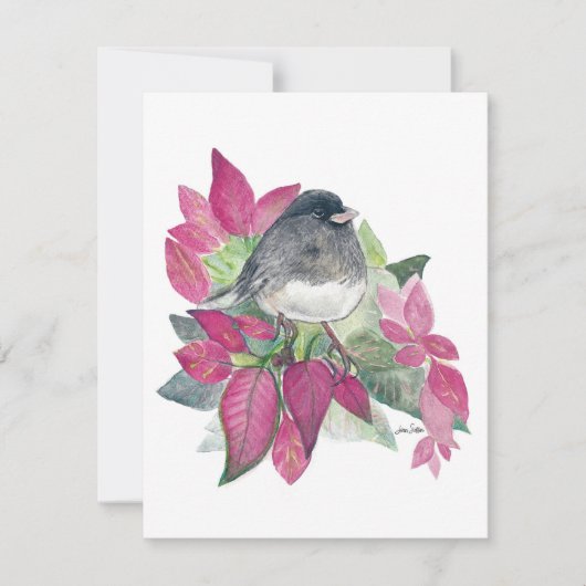 Holiday Junco Bird Art Feestdagenkaart (Voorkant)