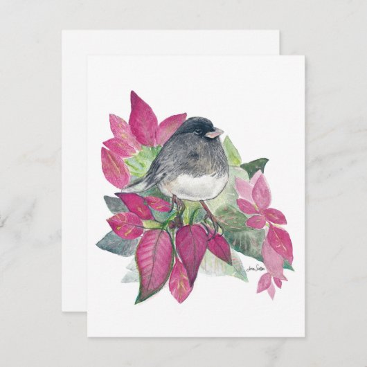 Holiday Junco Bird Art Feestdagenkaart (Voorkant / Achterkant)