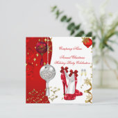 Holiday Kerstfeest Champagne Heels Kaart (Staand voorkant)