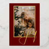 Holiday Kerstfeest Joy Foto gepersonaliseerd Folie Feestdagenkaart (Voorkant)