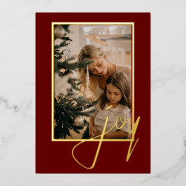 Holiday Kerstfeest Joy Foto gepersonaliseerd Folie Feestdagenkaart