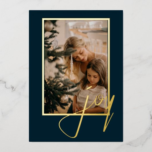 Holiday Kerstfeest Joy Foto gepersonaliseerd Folie Feestdagenkaart (Voorkant)