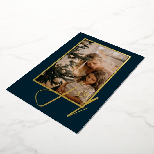 Holiday Kerstfeest Joy Foto gepersonaliseerd Folie Feestdagenkaart (Gedraaid)