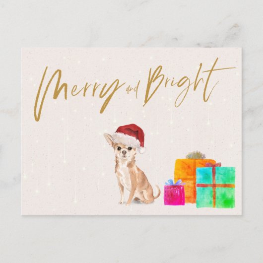 Holiday Kerstmis Chihuahua Dog Merry Bright Briefkaart (Voorkant)
