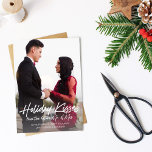 Holiday Kisses Future Mr & Mrs Photo Verloving<br><div class="desc">Verstuur uw feestdag en kerstfeest verloving opwinding in stijl met uw Vakbaren van Toekomstige Mr. En Mrs. Kaart. Verticaal / portret</div>