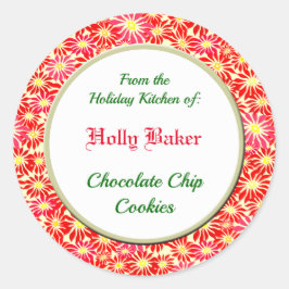 Holiday Kitchen met Red Poinsettia Baking Sticker