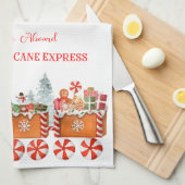 Holiday kitchen towel candy cane express theedoek (Quarter Fold)