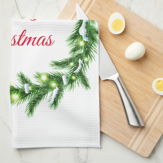 Holiday Kitchen Towel-Wreath Theedoek (Quarter Fold)