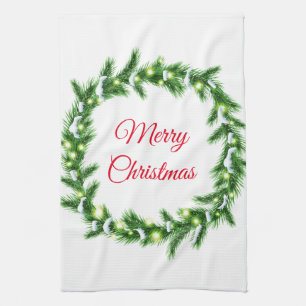Holiday Kitchen Towel-Wreath Theedoek